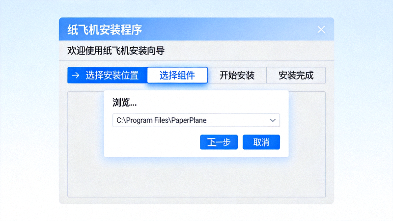 纸飞机安装程序运行界面 - 显示安装向导